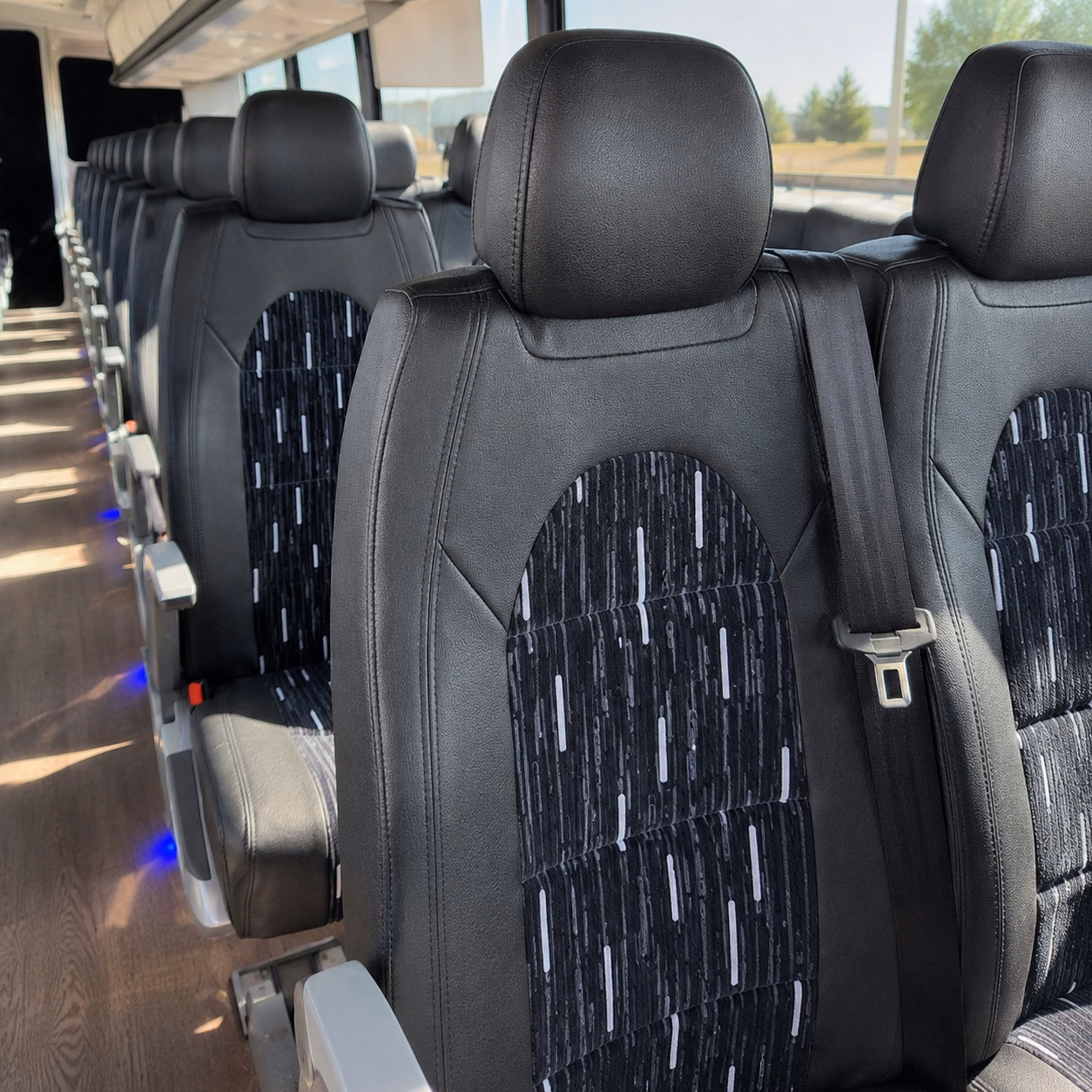 56 passenger charter bus inside